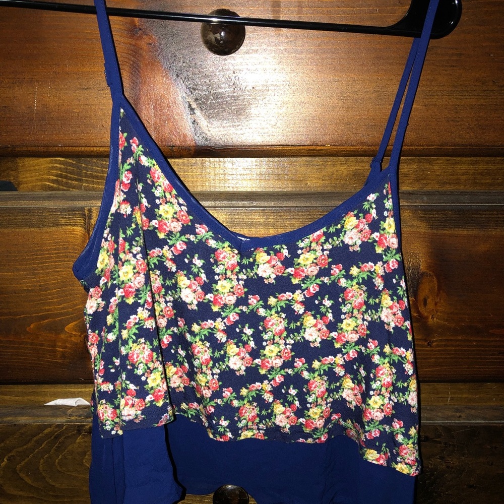 Blue flowered crop top